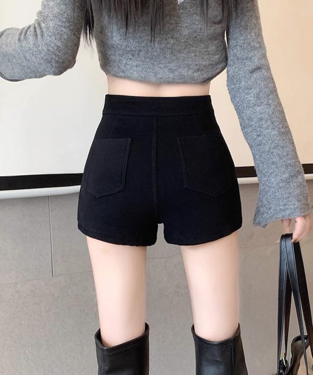 裏起毛 デニムショートパンツ レディース 送料無料 即日発送-7