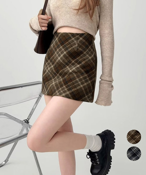 レトロチェック柄ミニスカートハイウエスト 送料無料 即日発送-0