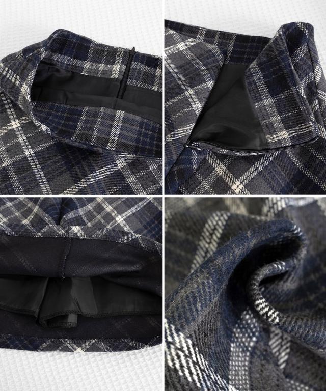 レトロチェック柄ミニスカートハイウエスト 送料無料 即日発送-3