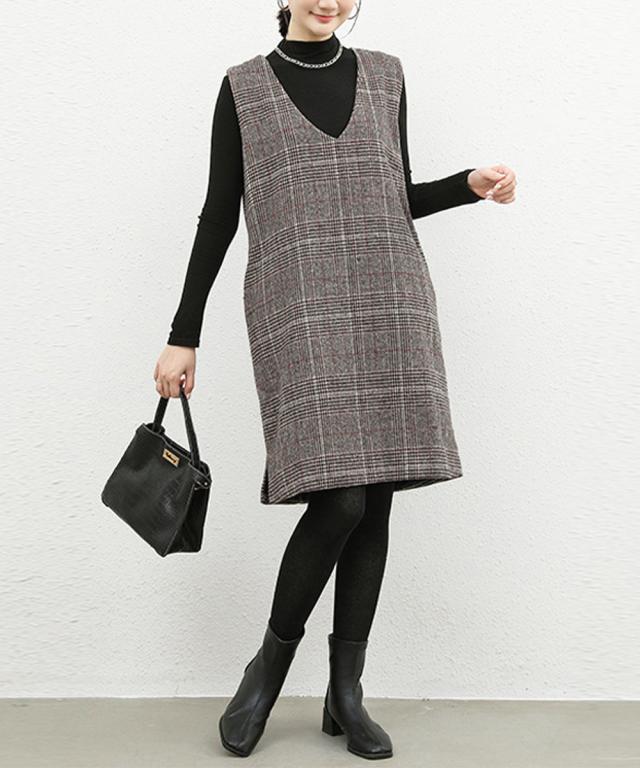 ジャンパースカート チェック柄ワンピース 送料無料 即日発送-4