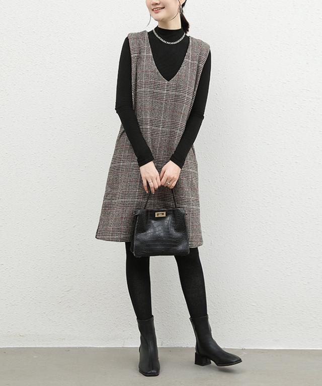 ジャンパースカート チェック柄ワンピース 送料無料 即日発送-6