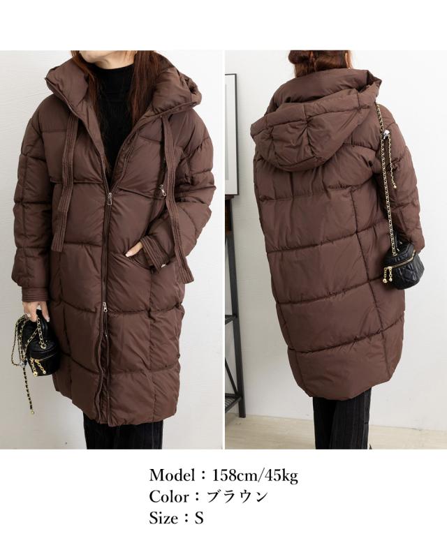 フード付きフェイクダウンコートレディース 送料無料 即日発送-9