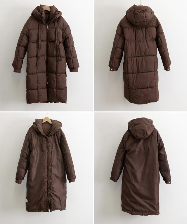 フード付きフェイクダウンコートレディース 送料無料 即日発送-2