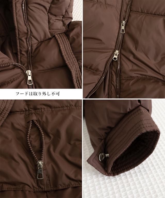 フード付きフェイクダウンコートレディース 送料無料 即日発送-3