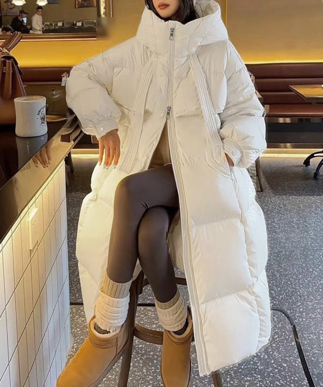 フード付きフェイクダウンコートレディース 送料無料 即日発送-5