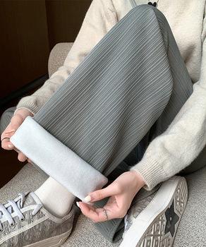 裏起毛ストレートパンツ暖かい レディース 送料無料 即日発送-7