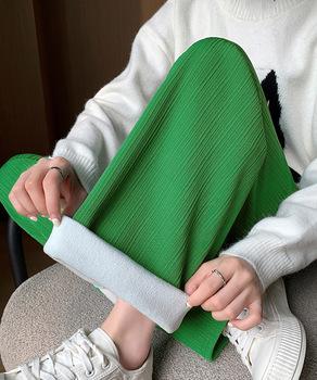 裏起毛ストレートパンツ暖かい レディース 送料無料 即日発送-8