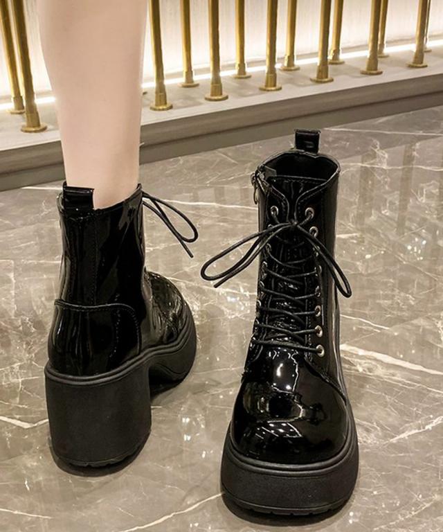 ショートブーツ 厚底ブーツ レースアップ 送料無料 即日発送-9