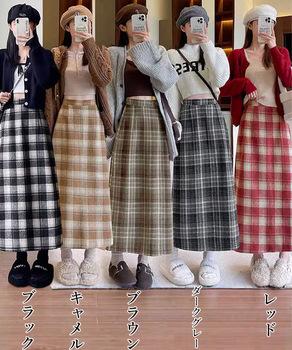 チェック柄タイトスカート バックスリット 送料無料 即日発送-1