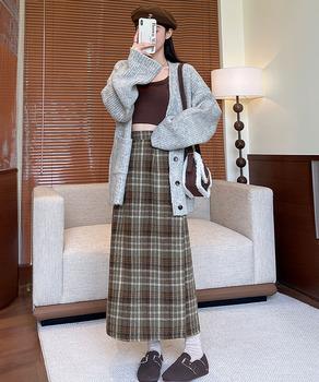 チェック柄タイトスカート バックスリット 送料無料 即日発送-6