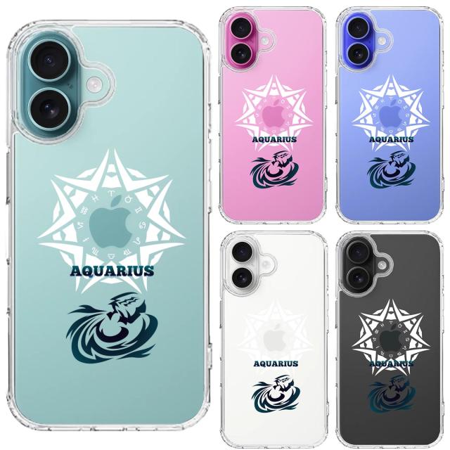 iPhone16 ケース クリア 水瓶座 みずがめ座 スマホケース 側面ソフト 背面ハード ハイブリッド  送料無料-1