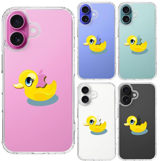 iPhone16 ケース クリア あひるちゃん スマホケース 側面ソフト 背面ハード ハイブリッド  送料無料-1