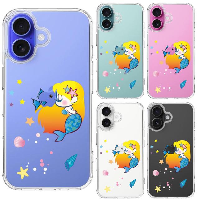 iPhone16 ケース クリア Young mermaid 3 人魚姫 マーメイド アリエル スマホケース 側面ソフト 背面ハード ハイブリッド  送料無料-1