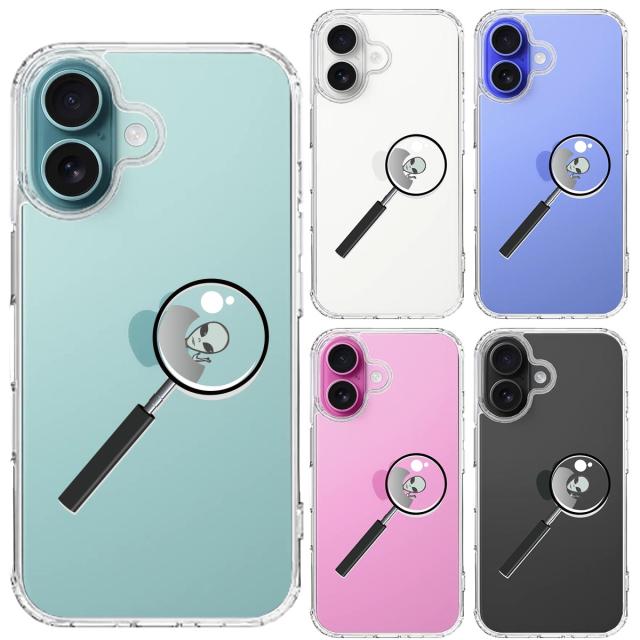 iPhone16 ケース クリア 宇宙人 りんごの後ろに スマホケース 側面ソフト 背面ハード ハイブリッド  送料無料-1