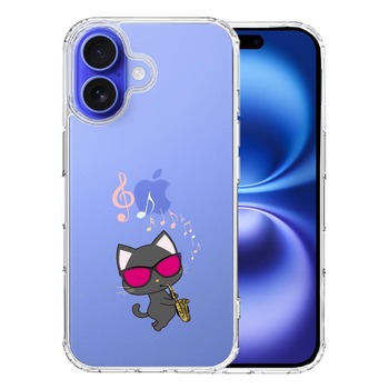 iPhone16 ケース クリア サックス ねこ スマホケース 側面ソフト 背面ハード ハイブリッド  送料無料-0