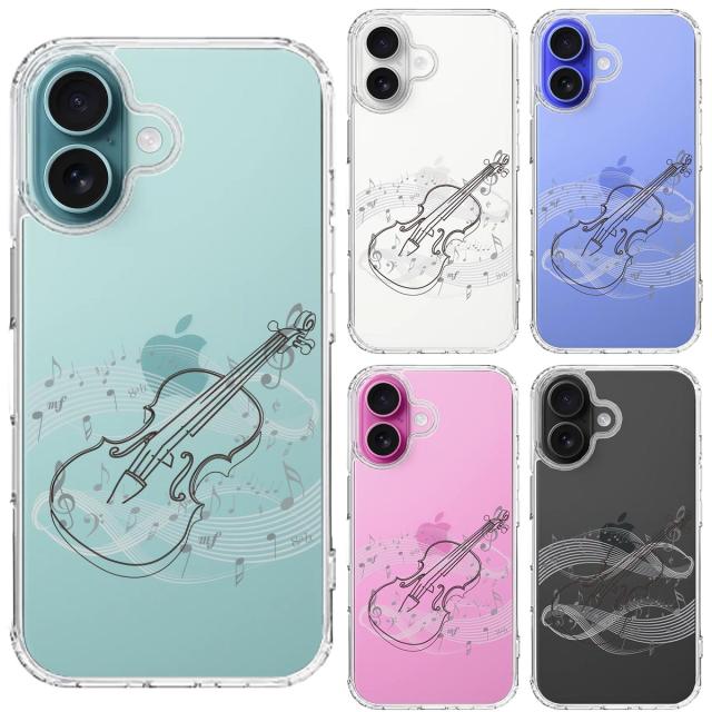 iPhone16 ケース クリア ヴァイオリン 4 ブラック スマホケース 側面ソフト 背面ハード ハイブリッド 送料無料-1