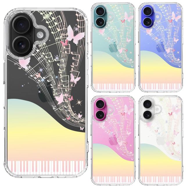 iPhone16 ケース クリア 虹色 ピアノ スマホケース 側面ソフト 背面ハード ハイブリッド  送料無料-1