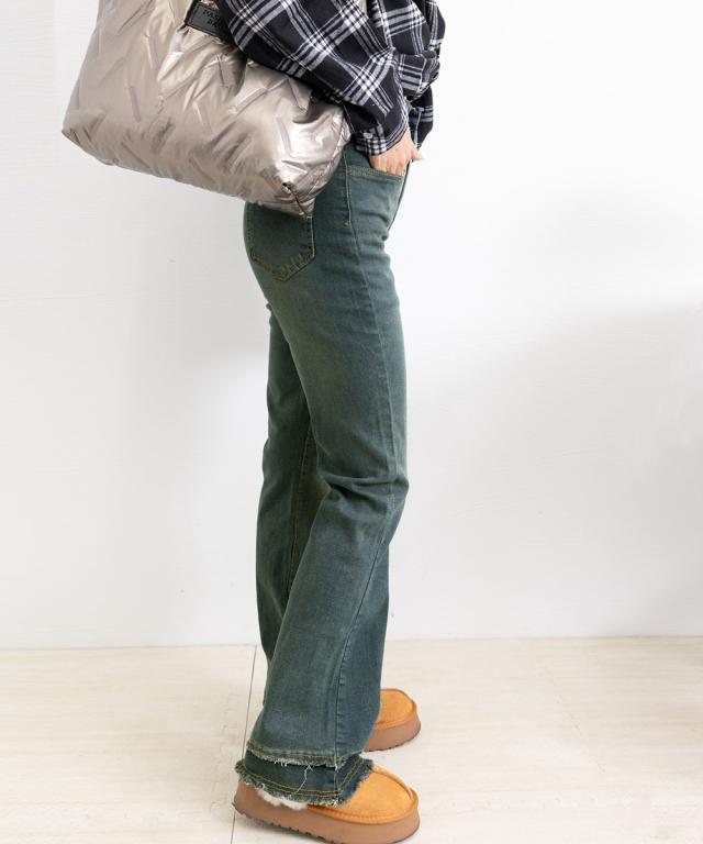 フリンジ フレアパンツ デニムパンツ 送料無料 即日発送-6