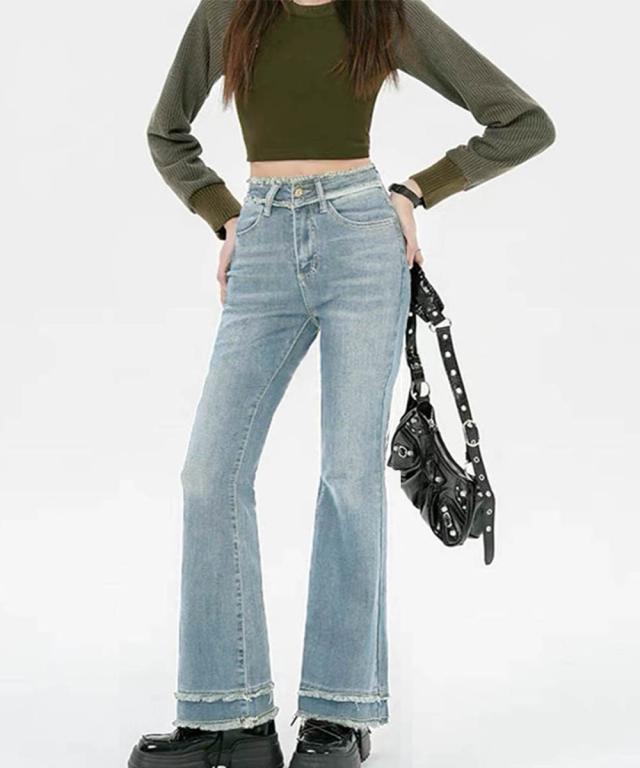 フリンジ フレアパンツ デニムパンツ 送料無料 即日発送-8