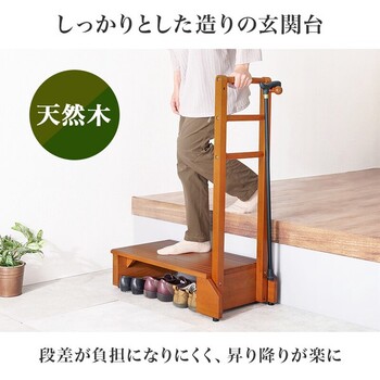 手すり付き玄関踏み台 片側手すり VH 7938LBR S 送料無料-3