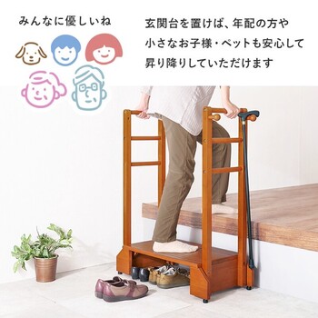 手すり付き玄関踏み台 両側手すり VH 7938LBR D 送料無料-14