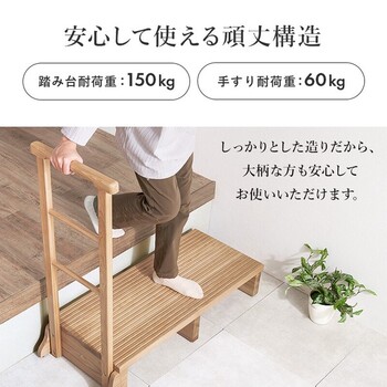 手すり付き玄関踏み台 片側手すり ワイド MFD 6909DBR 送料無料-10