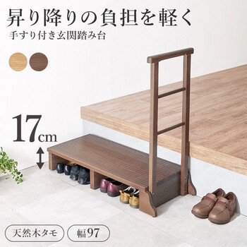 手すり付き玄関踏み台 片側手すり ワイド MFD 6909DBR 送料無料-1