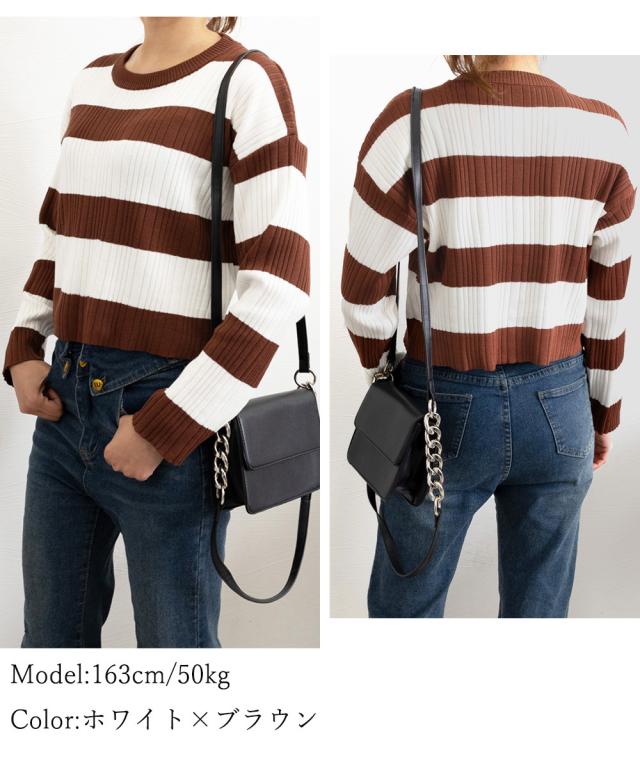 ニットトップス ショート丈 秋冬トップス 送料無料 即日発送-9