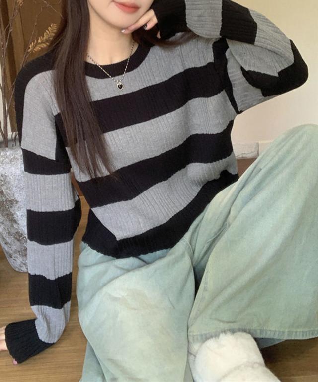 ニットトップス ショート丈 秋冬トップス 送料無料 即日発送-8