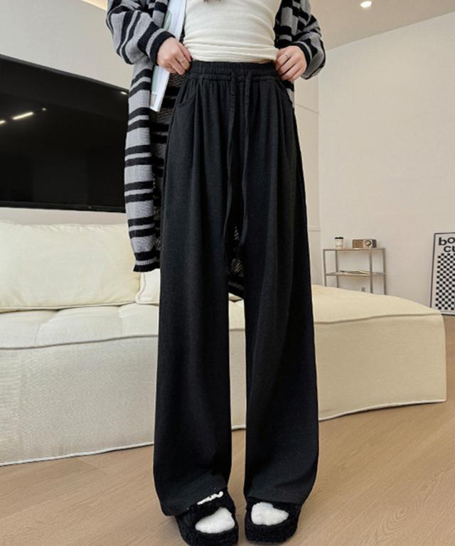 裏起毛ワイドパンツ 裏ボアイージーパンツ 送料無料 即日発送-4