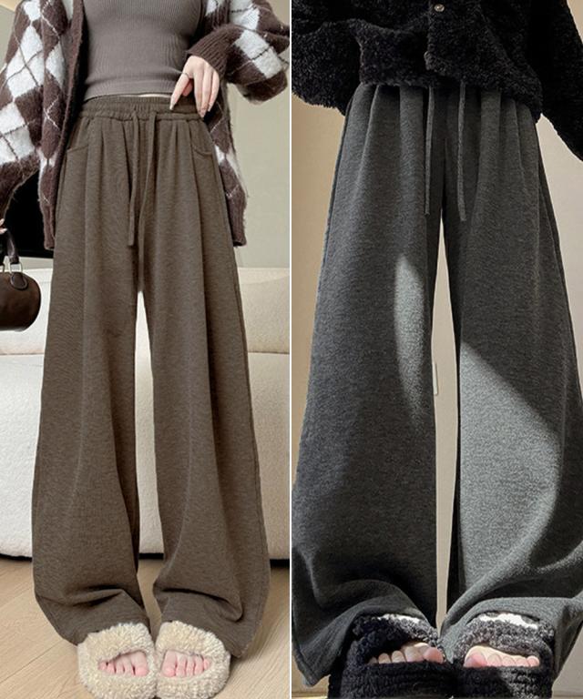 裏起毛ワイドパンツ 裏ボアイージーパンツ 送料無料 即日発送-8