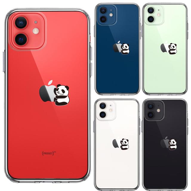 iPhone12 ケース クリア りんご に パンダ スマホケース 側面ソフト 背面ハード ハイブリッド 送料無料-1
