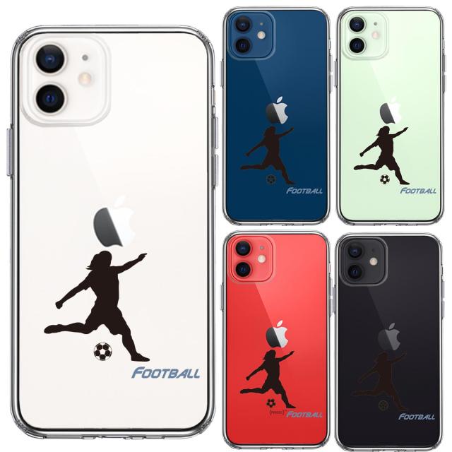 iPhone12 ケース クリア サッカー 女子 スマホケース 側面ソフト 背面ハード ハイブリッド 送料無料-1