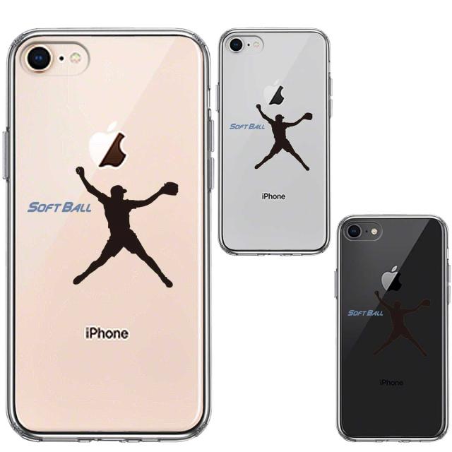 iPhone8 ケース クリア ソフトボール ピッチャー スマホケース 側面ソフト 背面ハード ハイブリッド  送料無料-1