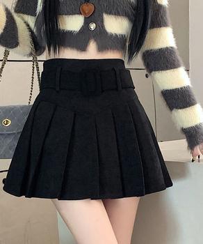 プリーツスカートコーデュロイミニスカート 送料無料 即日発送-3