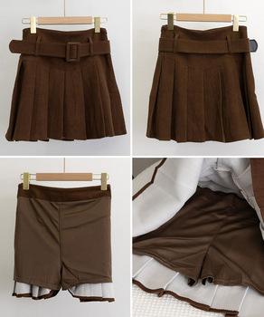 プリーツスカートコーデュロイミニスカート 送料無料 即日発送-8