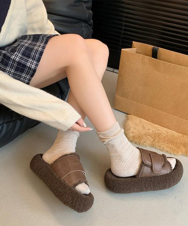 ファーサンダル 厚底 レトロボアサンダル 送料無料 即日発送-9