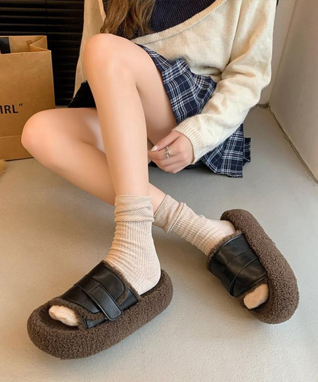 ファーサンダル 厚底 レトロボアサンダル 送料無料 即日発送-5