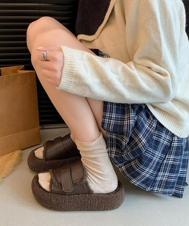 ファーサンダル 厚底 レトロボアサンダル 送料無料 即日発送-6