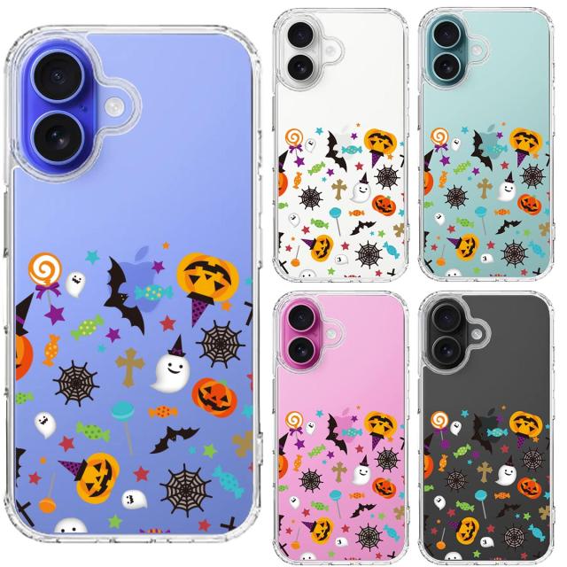 iPhone16 ケース クリア ハロウィン スマホケース 側面ソフト 背面ハード ハイブリッド  送料無料-1