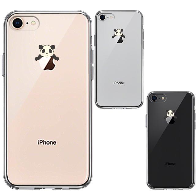iPhone8 ケース クリア 寝そべり パンダ スマホケース 側面ソフト 背面ハード ハイブリッド 送料無料-1