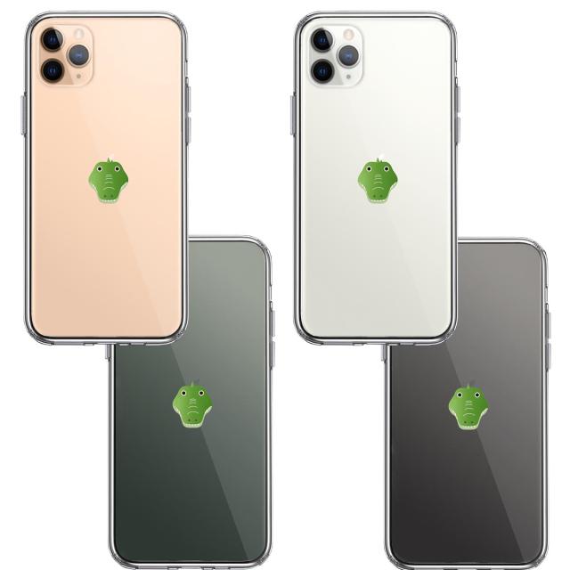iPhone11pro  ケース クリア ワニ 鰐  顔だけ 爬虫類 スマホケース 側面ソフト 背面ハード ハイブリッド  送料無料-1