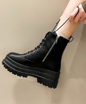 ショートブーツ厚底 ワークブーツ美脚脚長 送料無料 即日発送-0