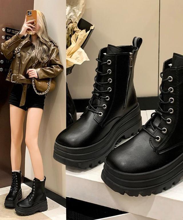 ショートブーツ厚底 ワークブーツ美脚脚長 送料無料 即日発送-9