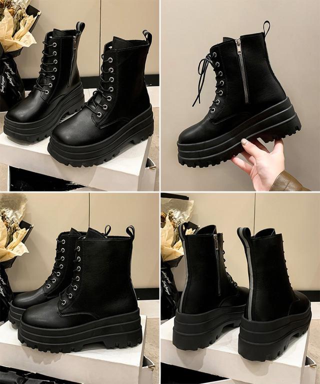 ショートブーツ厚底 ワークブーツ美脚脚長 送料無料 即日発送-2