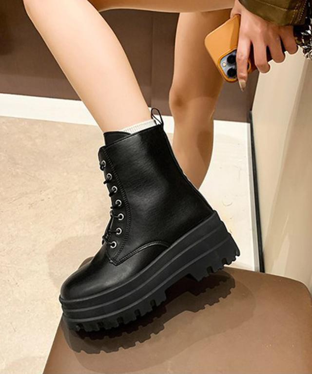 ショートブーツ厚底 ワークブーツ美脚脚長 送料無料 即日発送-7