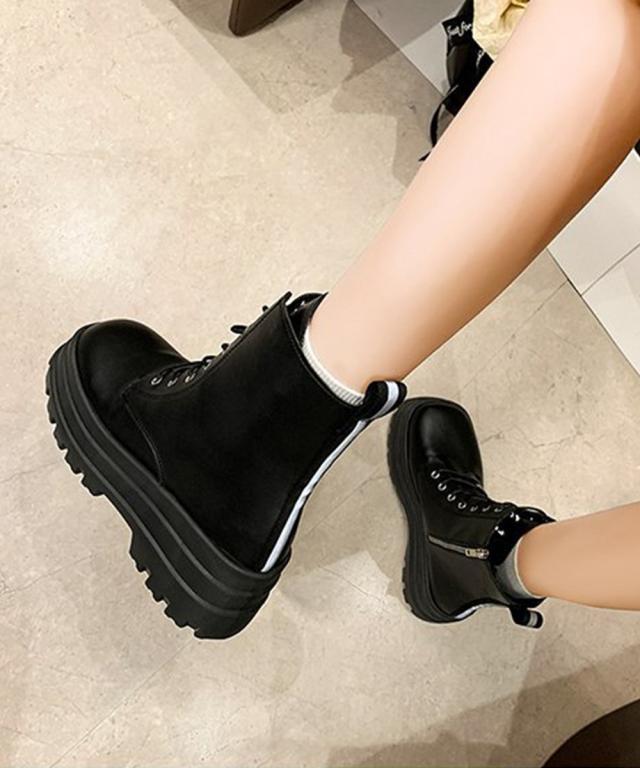 ショートブーツ厚底 ワークブーツ美脚脚長 送料無料 即日発送-8