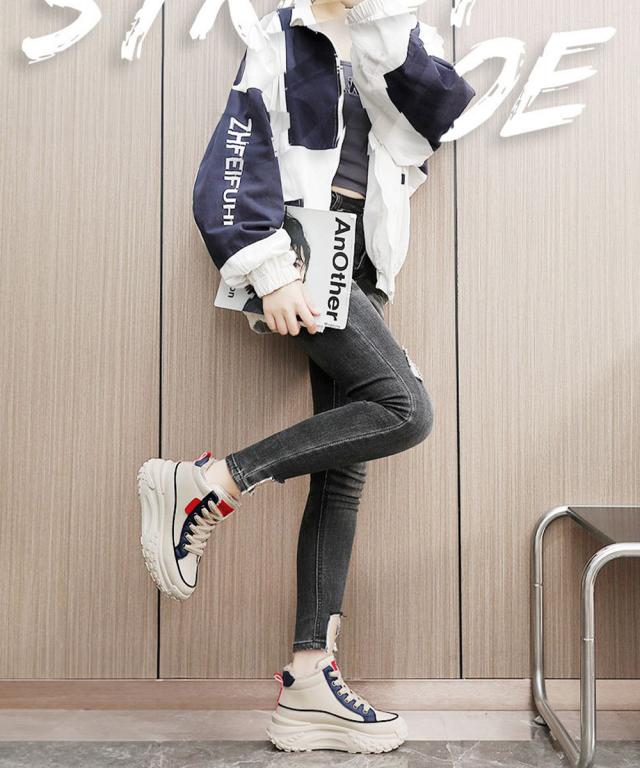 スニーカー 裏起毛 厚底スニーカー ハイカット 送料無料 即日発送-9