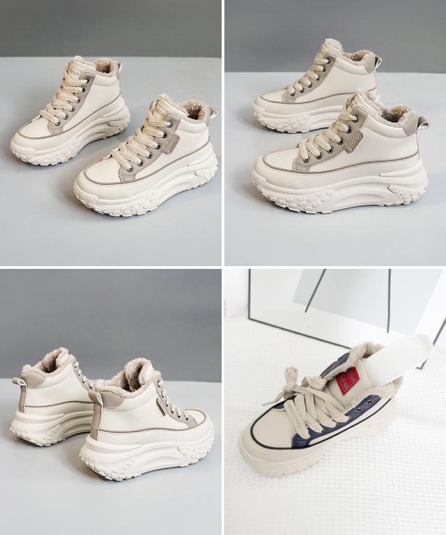 スニーカー 裏起毛 厚底スニーカー ハイカット 送料無料 即日発送-2