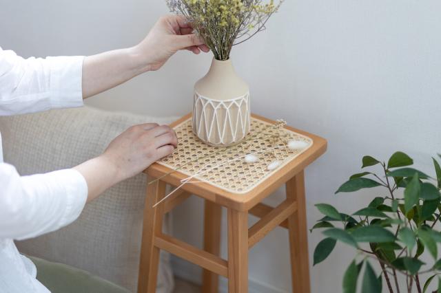 AMUスツール 天然ラタン かごめ編み 送料無料-14